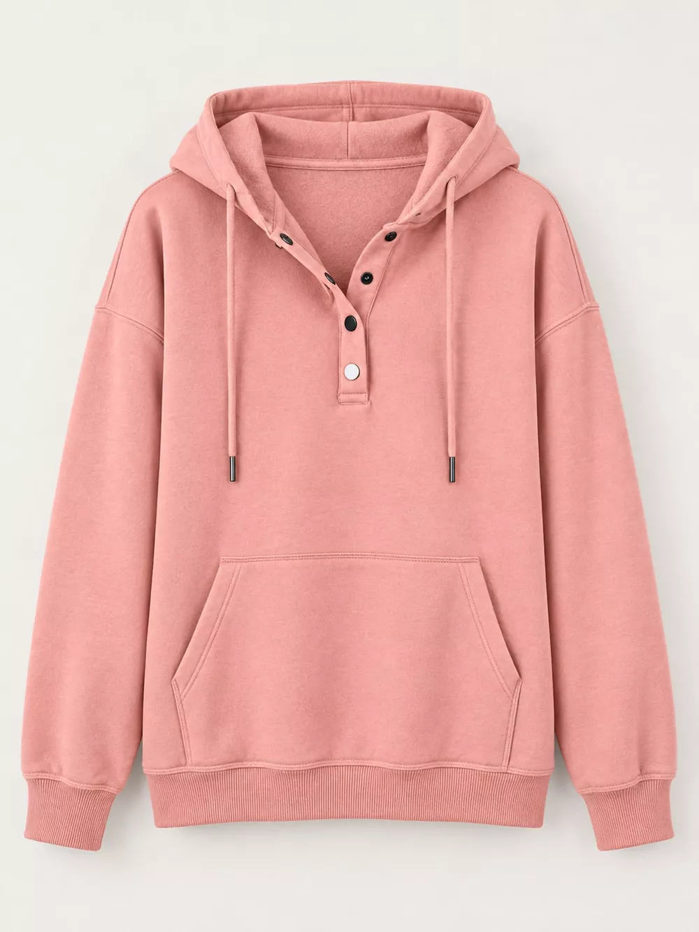 Full Size Kangaroo Pocket Dropped Shoulder Hoodie Plus Size, image 4