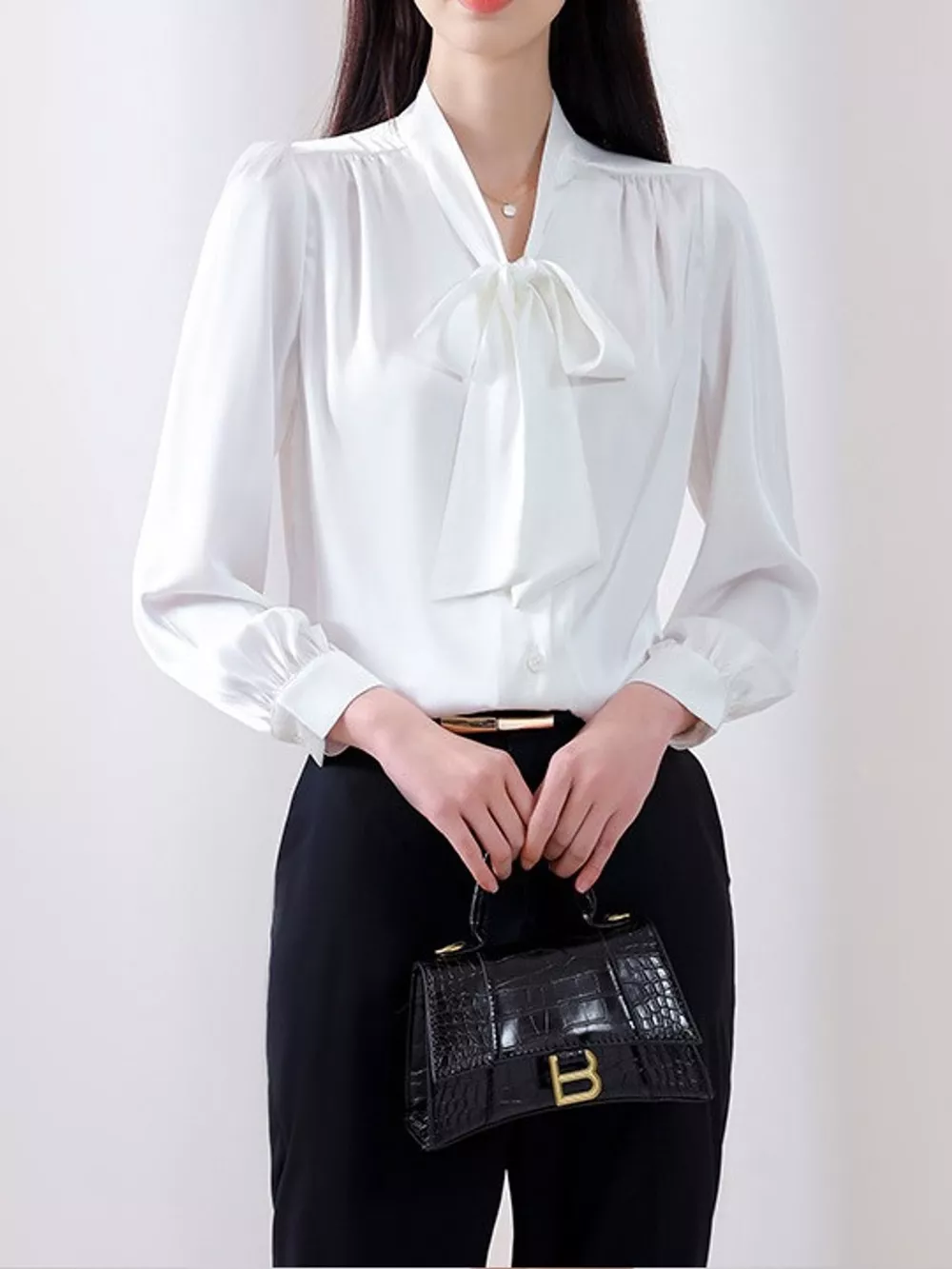 Full Size Tie Front Long Sleeve Shirt Plus Size