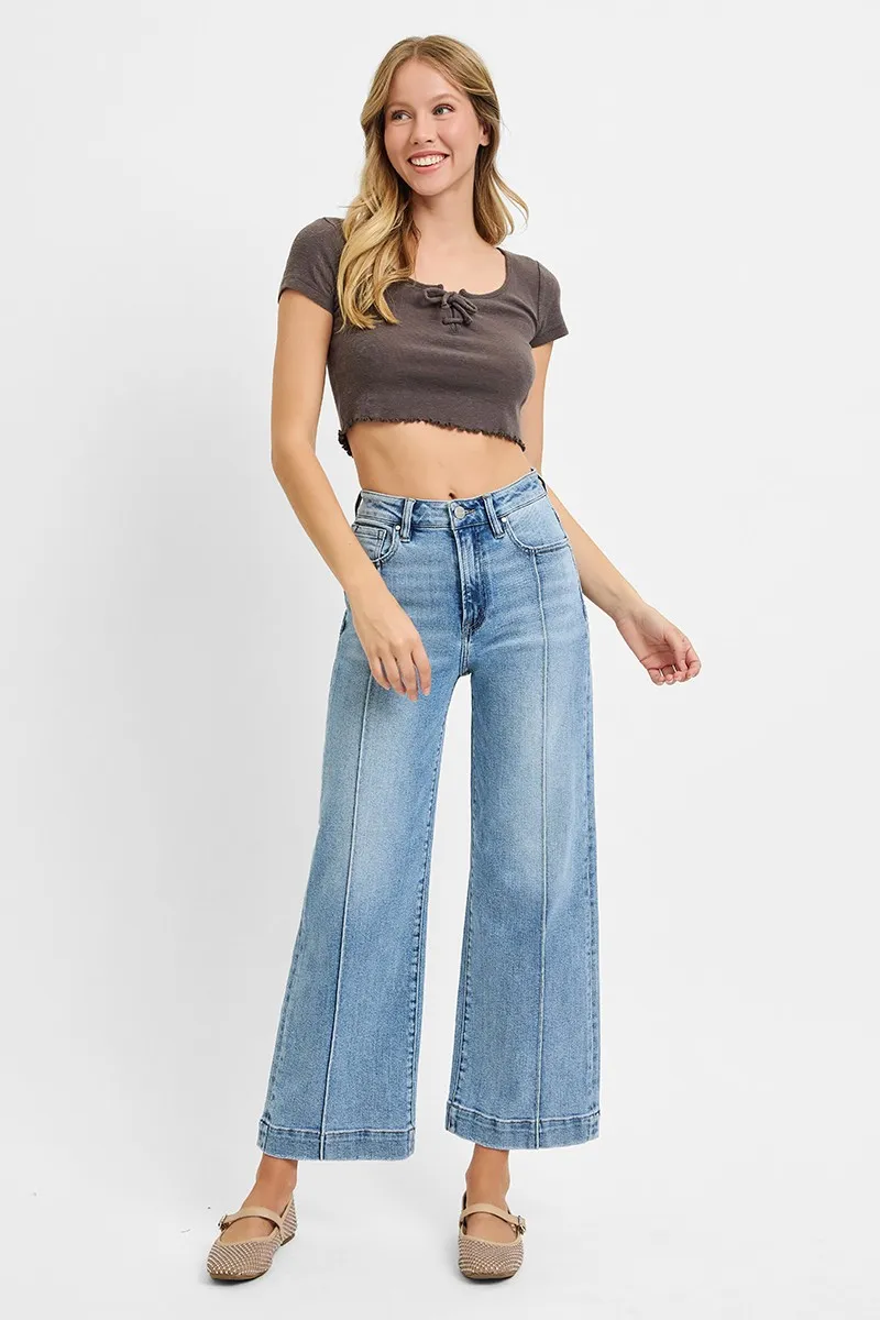 Full Size High Rise Crop Wide Leg Jeans Plus Size, image 4