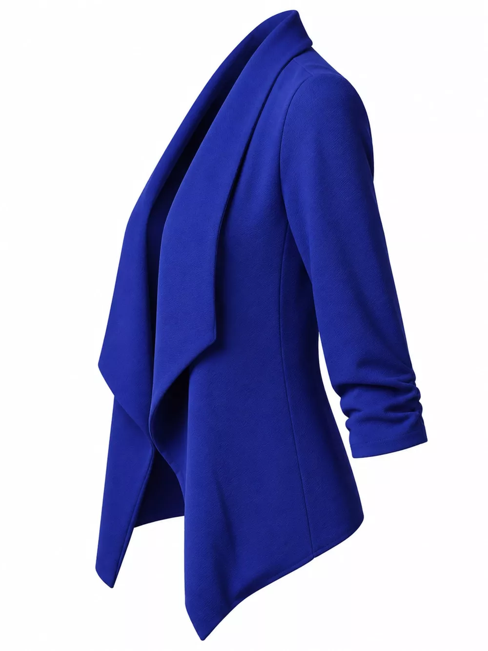 Full Size Open Front Drape Blazer with 3/4 Ruched Sleeves Plus Size, image 23