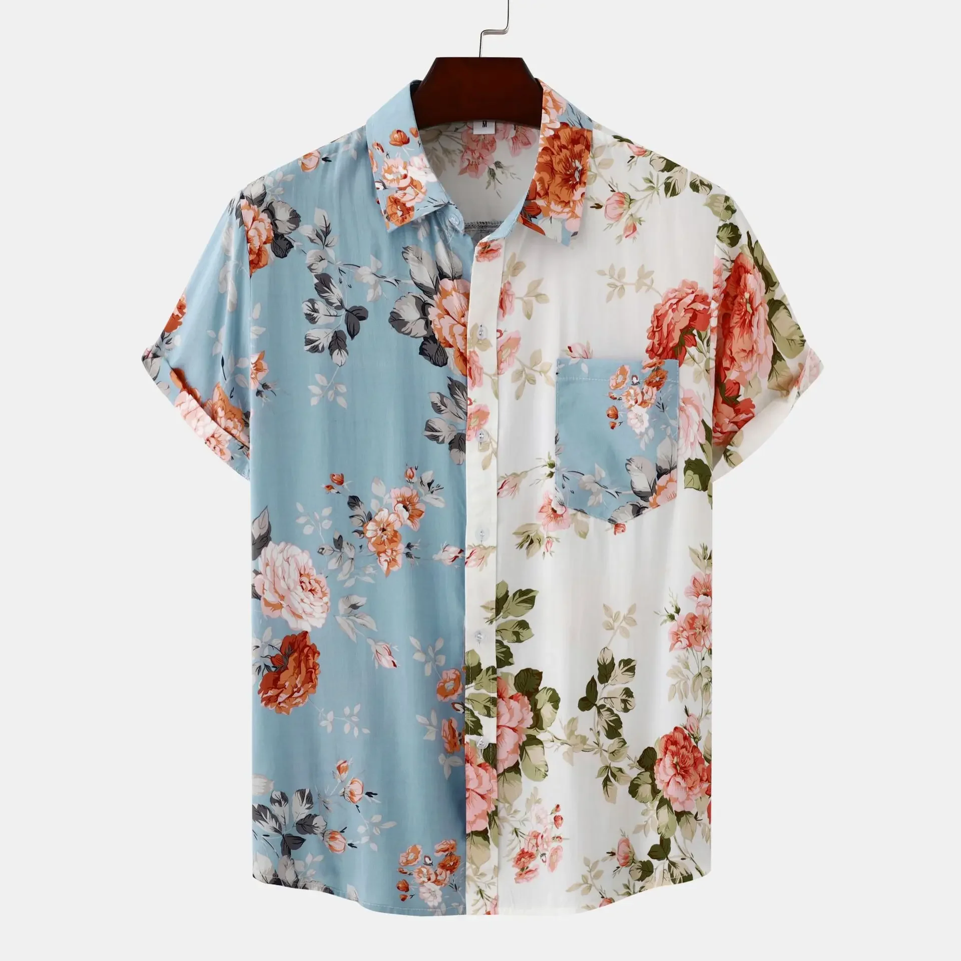 Men's Plus Size Floral Short Sleeve Shirt, image 5