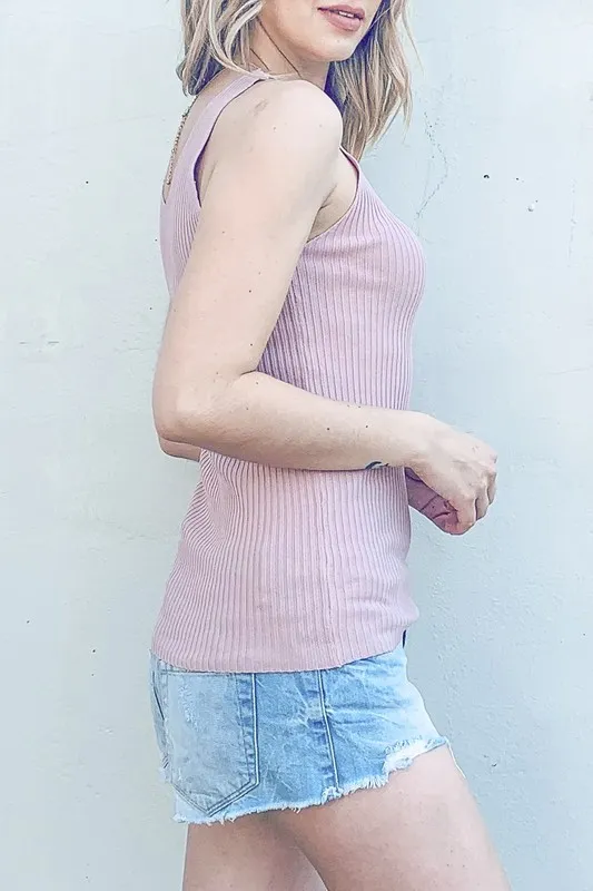 Ribbed Knit Slim Tank, image 3
