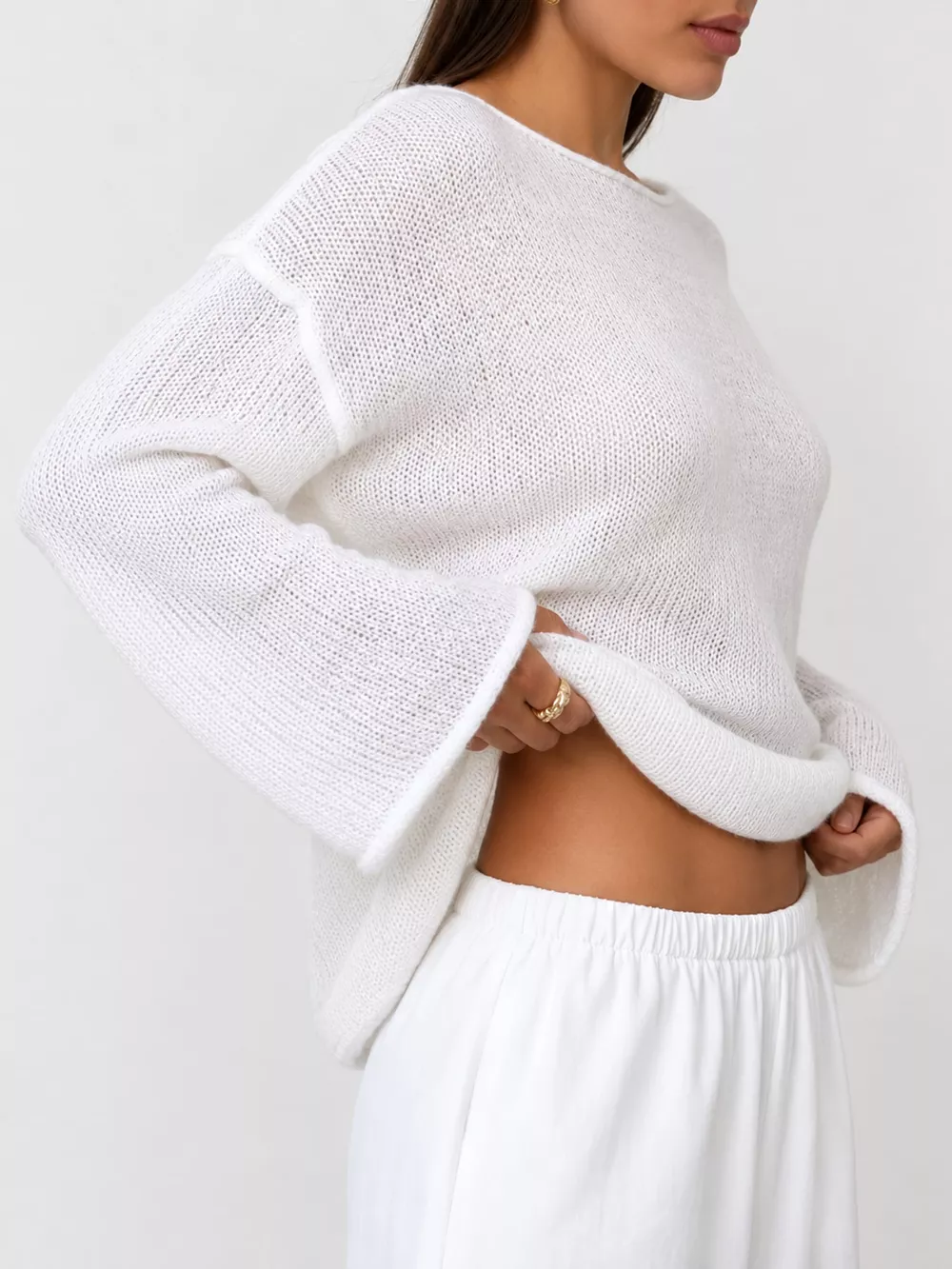 Full Size Sheer Lightweight Knit Top Plus Size, image 33