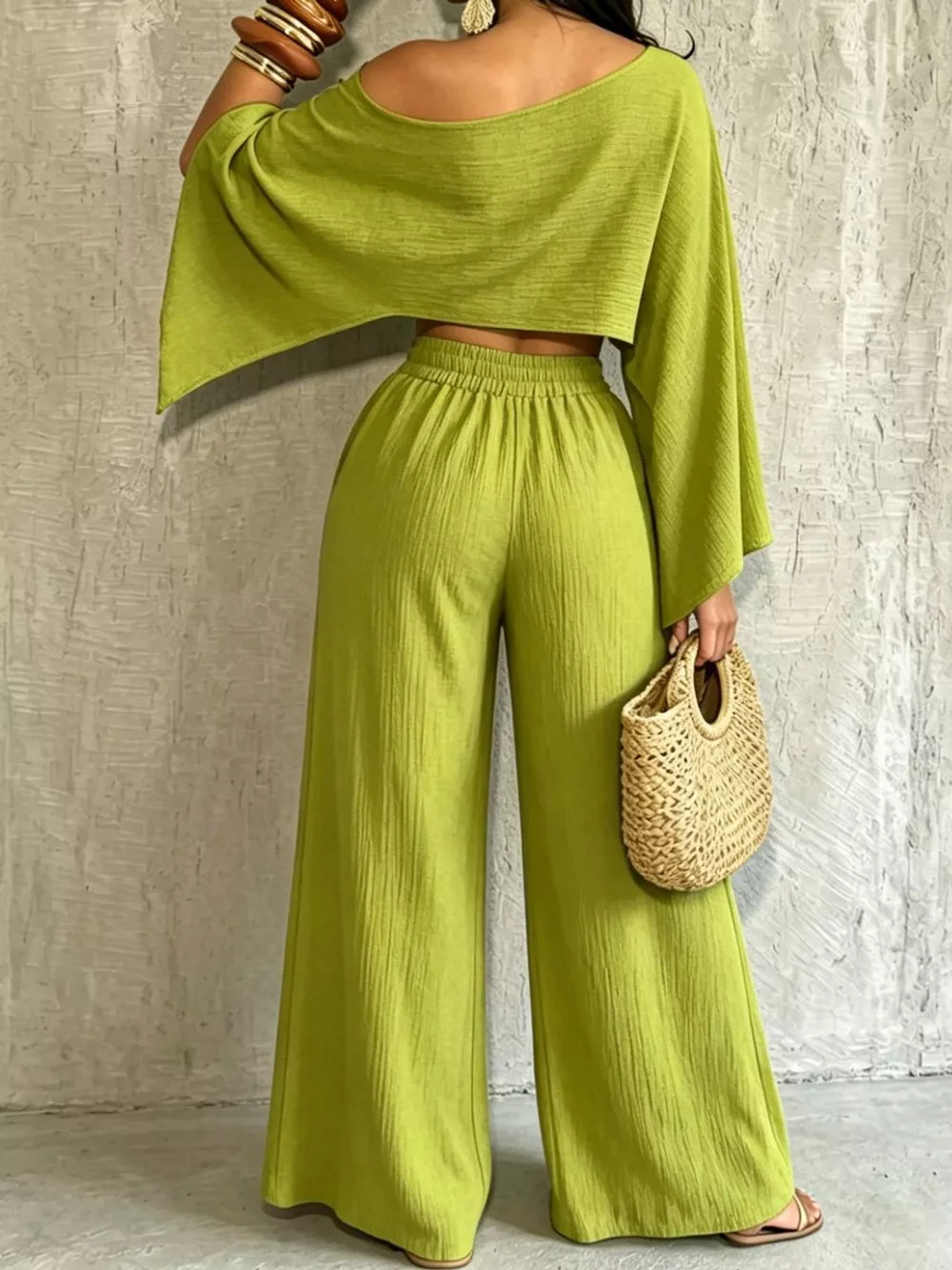 Boat Neck Crop Top and Wide-Leg Pants Set, image 25