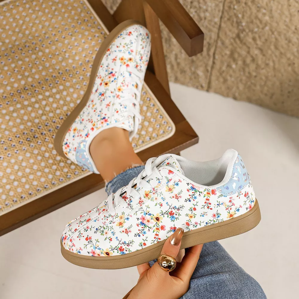 Floral Print Lace-Up Sneakers, image 4