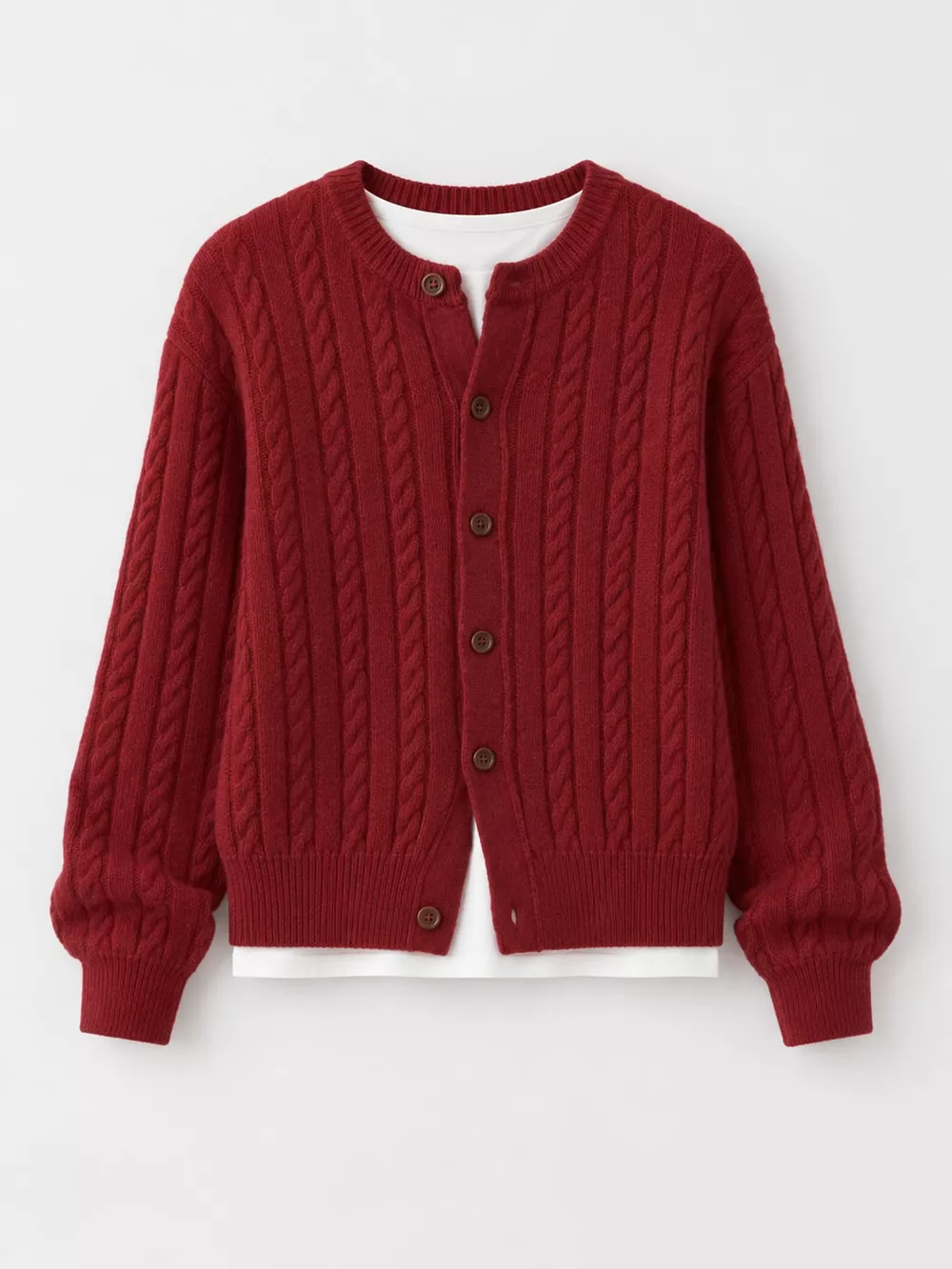 Cable-Knit Button-Down Cardigan, image 6