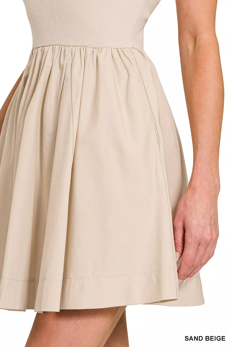 Combined Knit Tube Top Flare Mini Dress, image 3