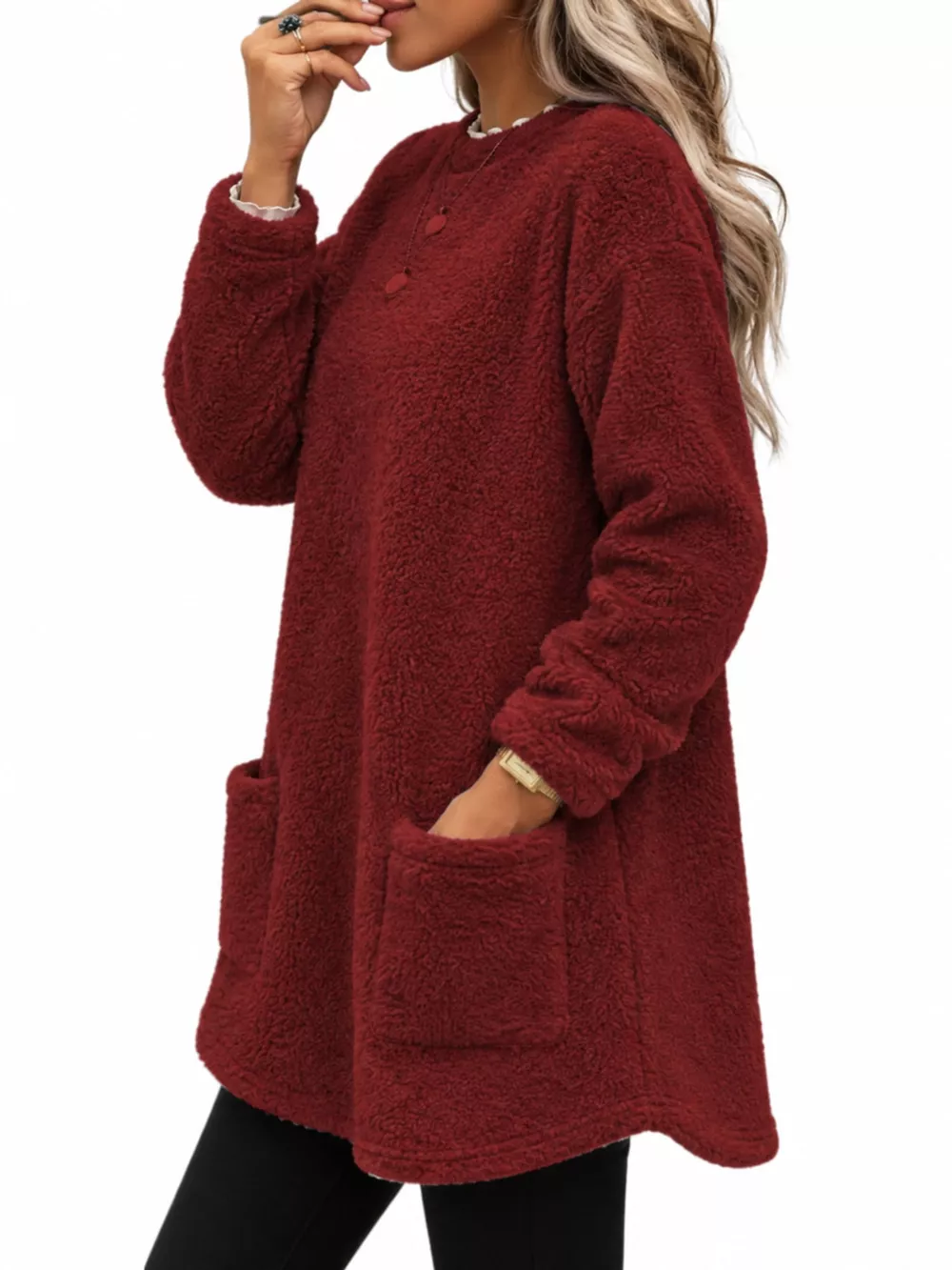 Full Size Fleece Dropped Shoulder Sweatshirt Plus Size, image 21