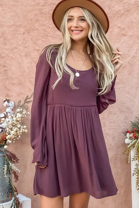 Back Lace Button Down Detail Bell Sleeve Dress, image 7