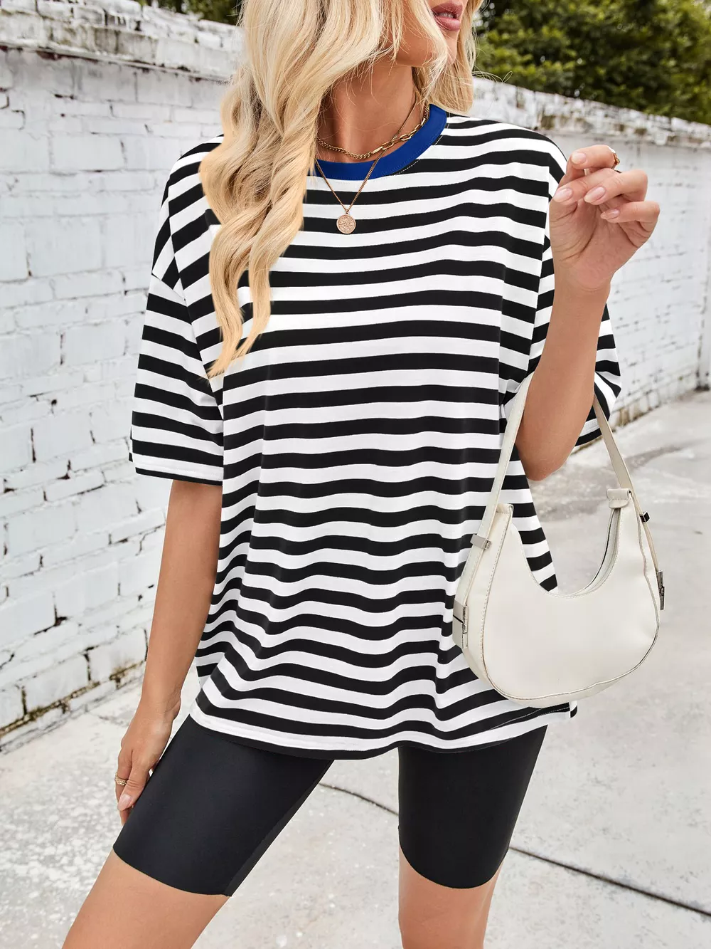 Striped Round Neck Half Sleeve T-Shirt, image 4