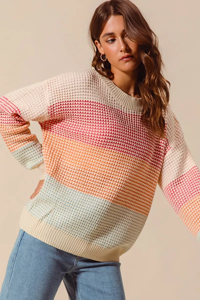 Multi Color Block Long Sleeve Sweater, image 12