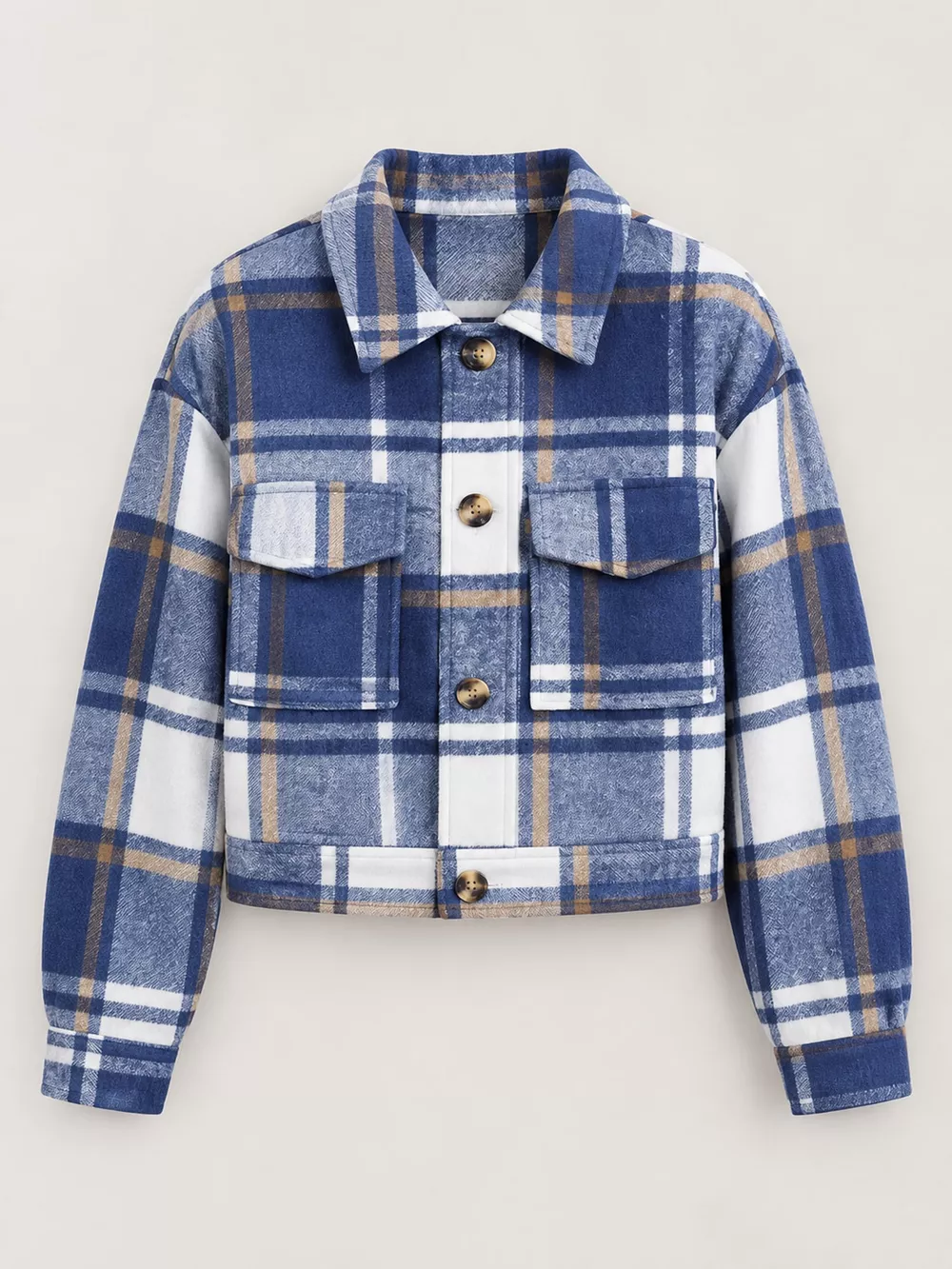 Plaid Button-Front Cropped Jacket, image 41