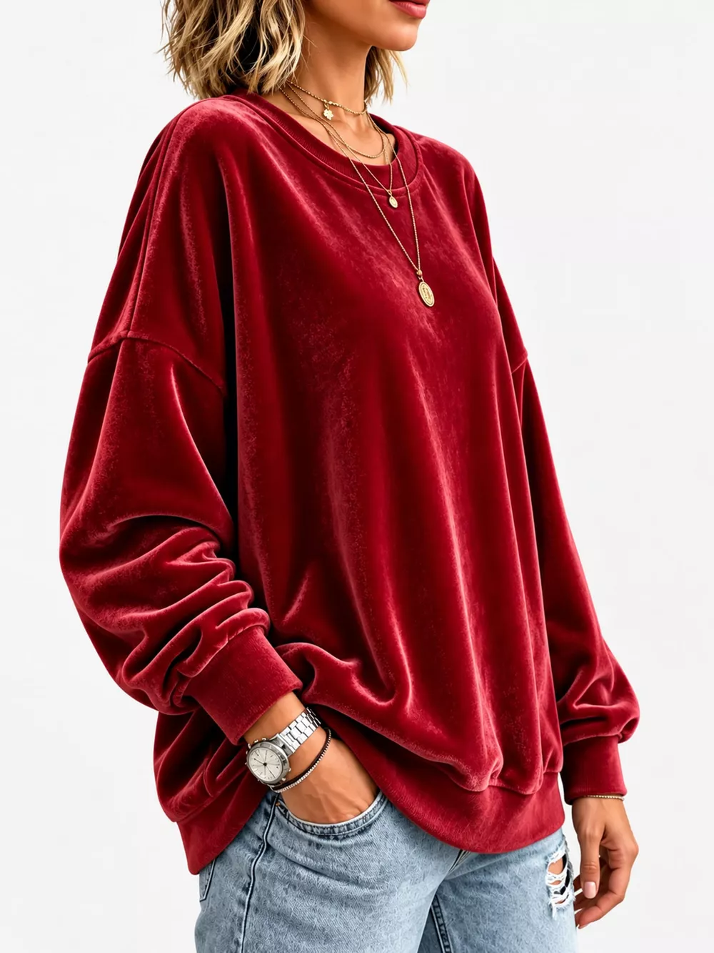 Full Size Crew Neck Drop Shoulder Sweatshirt Plus Size, image 13