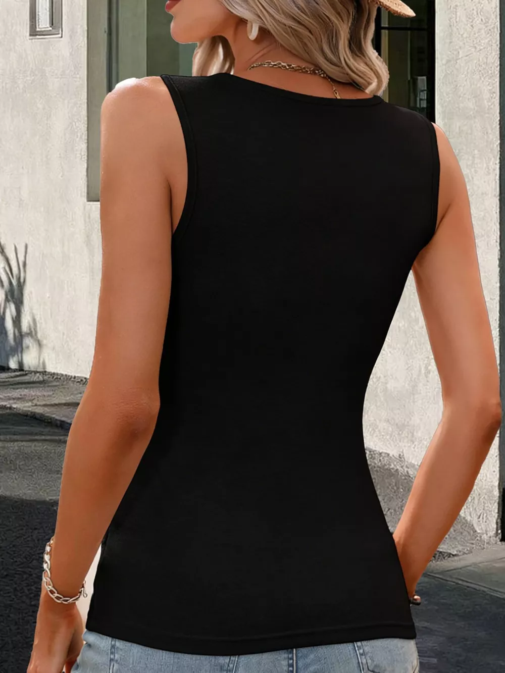 Surplice Button Decor Tank Top, image 12