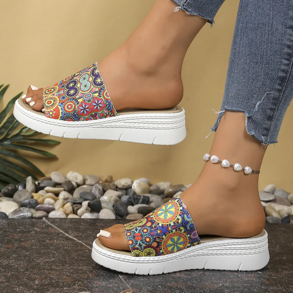 Bohemian Printed Platform Sandals, image 3