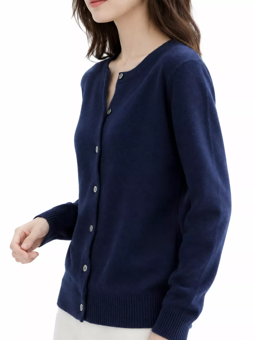 Crew-Neck Button-Down Cardigan, image 5