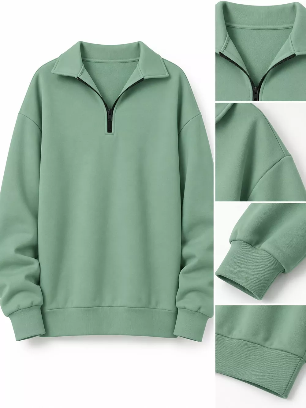 Full Size Quarter-Zip Dropped Shoulder Sweatshirt Plus Size, image 19