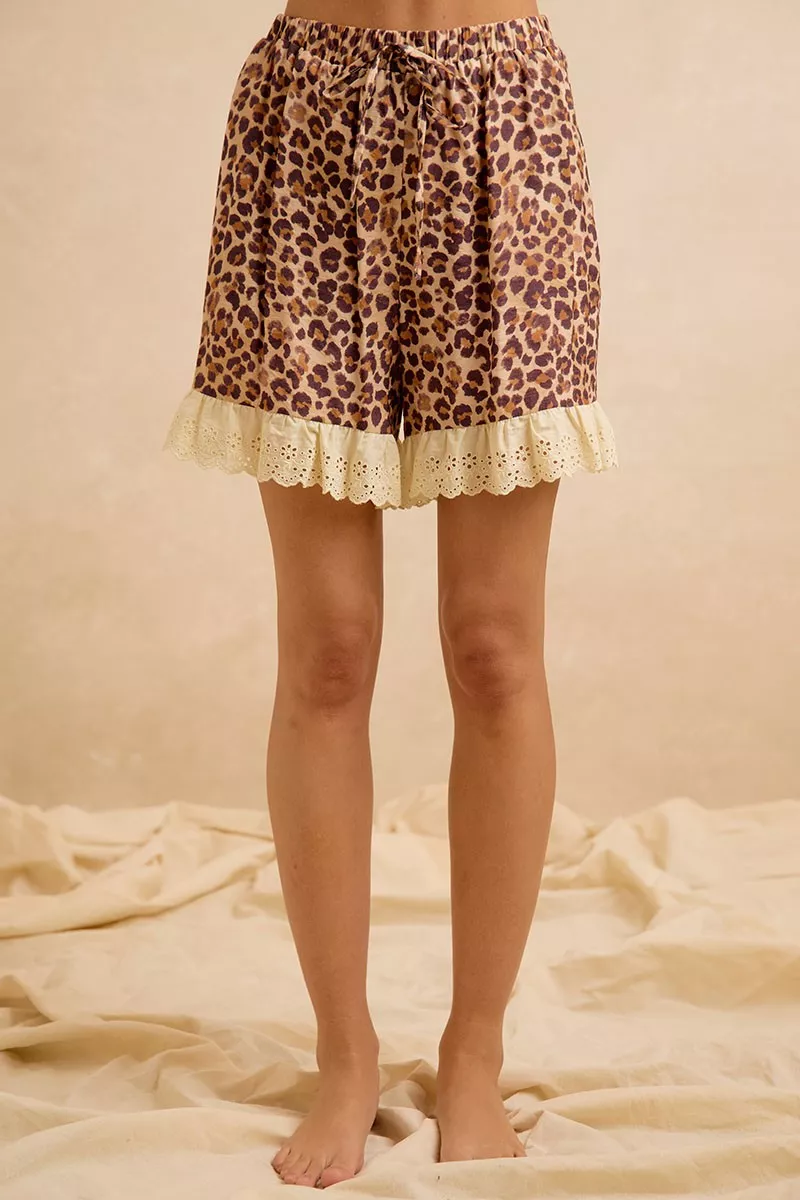 BiBi Leopard and Eyelet Lace Ruffled Top and Shorts Set, image 5