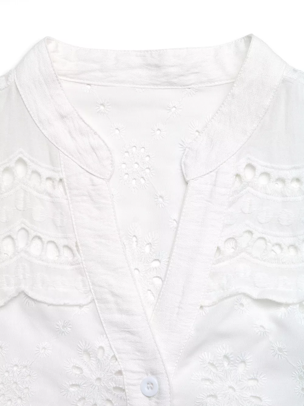 Eyelet Embroidered Button Up Shirt, image 8