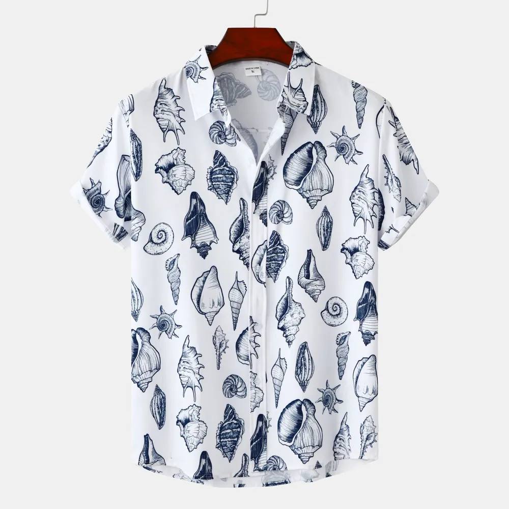 Men's Plus Size Printed Button Up Short Sleeve Shirt