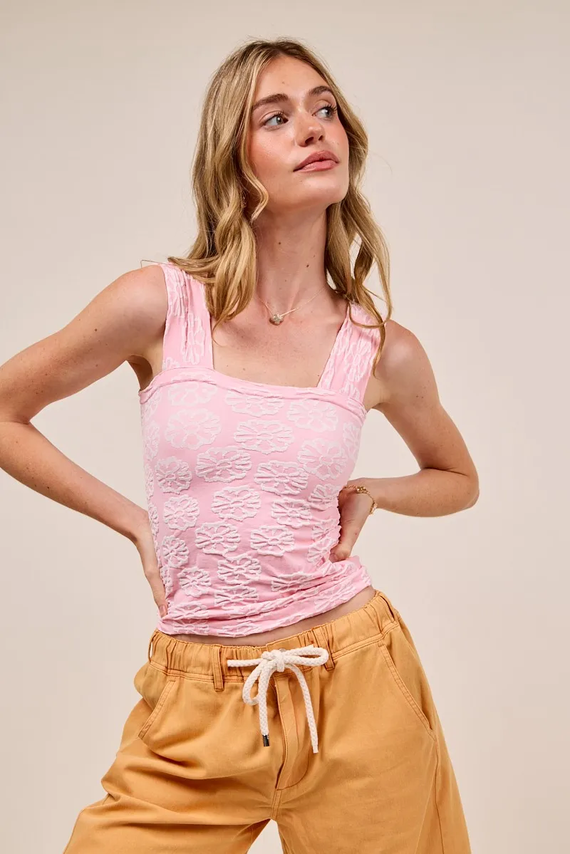 Two Tone Floral Seamless Tank Top, image 4