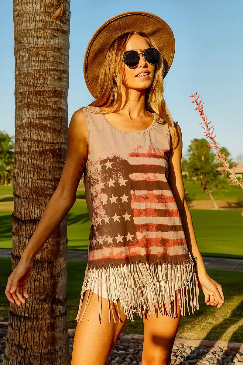 American Flag Print Knit Sleeveless Top, image 10