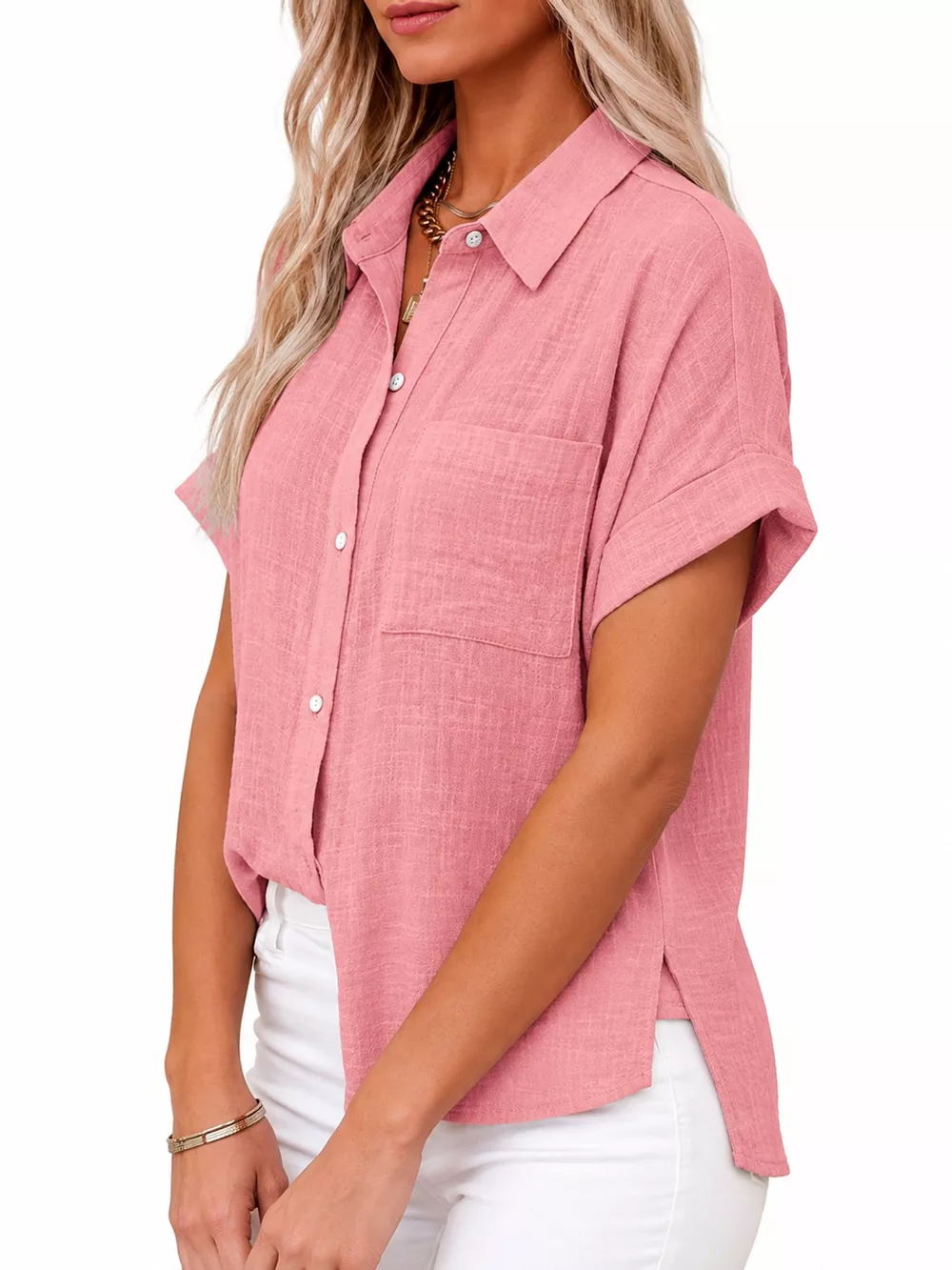 Full Size Button Up Short Sleeve Shirt Plus Size, image 27
