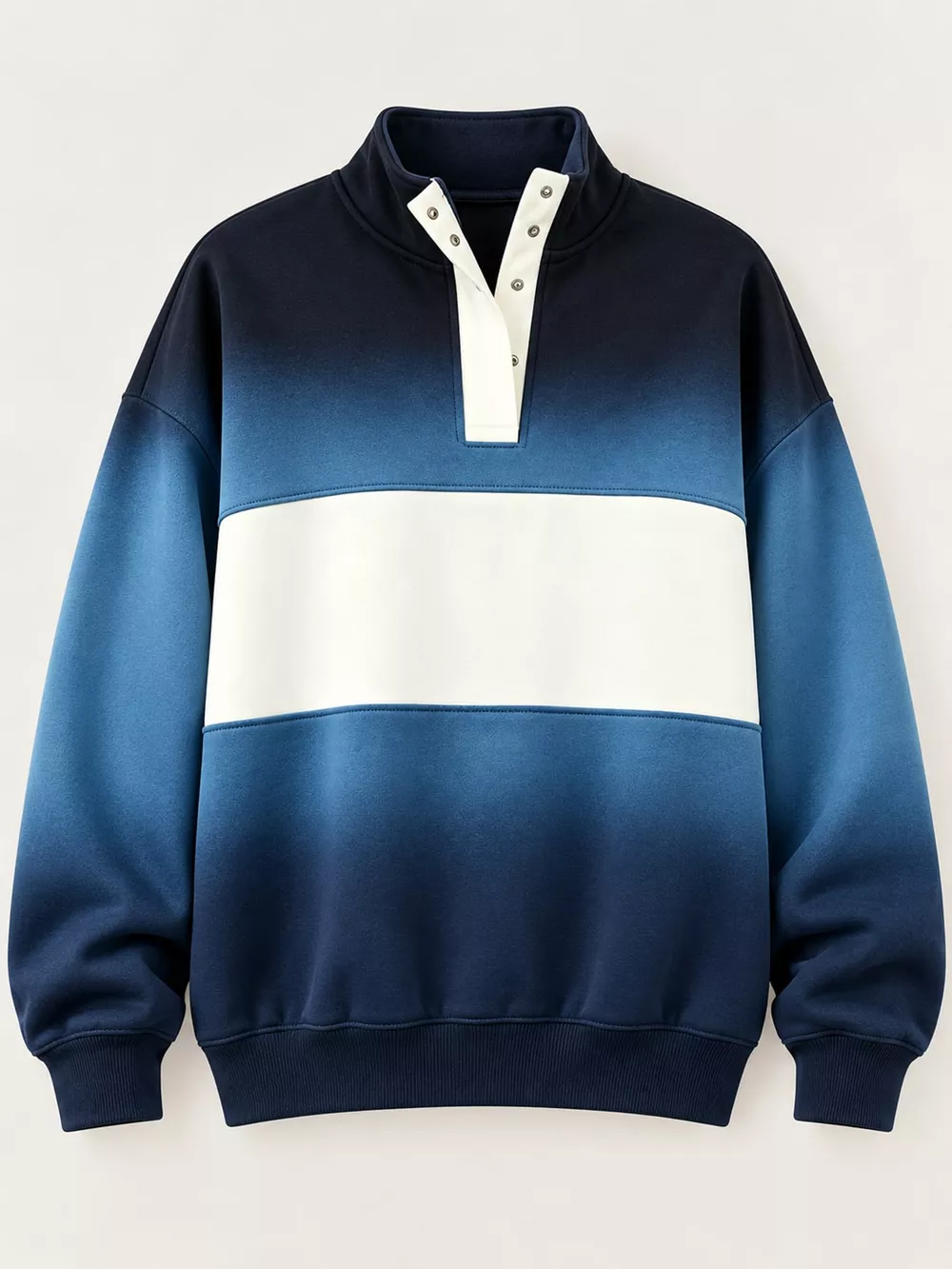 Full Size Color Block Snap-Button Sweatshirt Plus Size, image 29