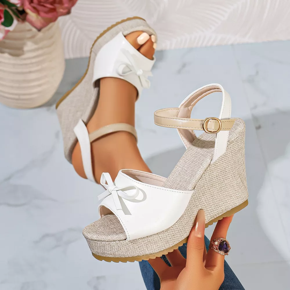 Bow Peep Toe Wedge Sandals, image 6
