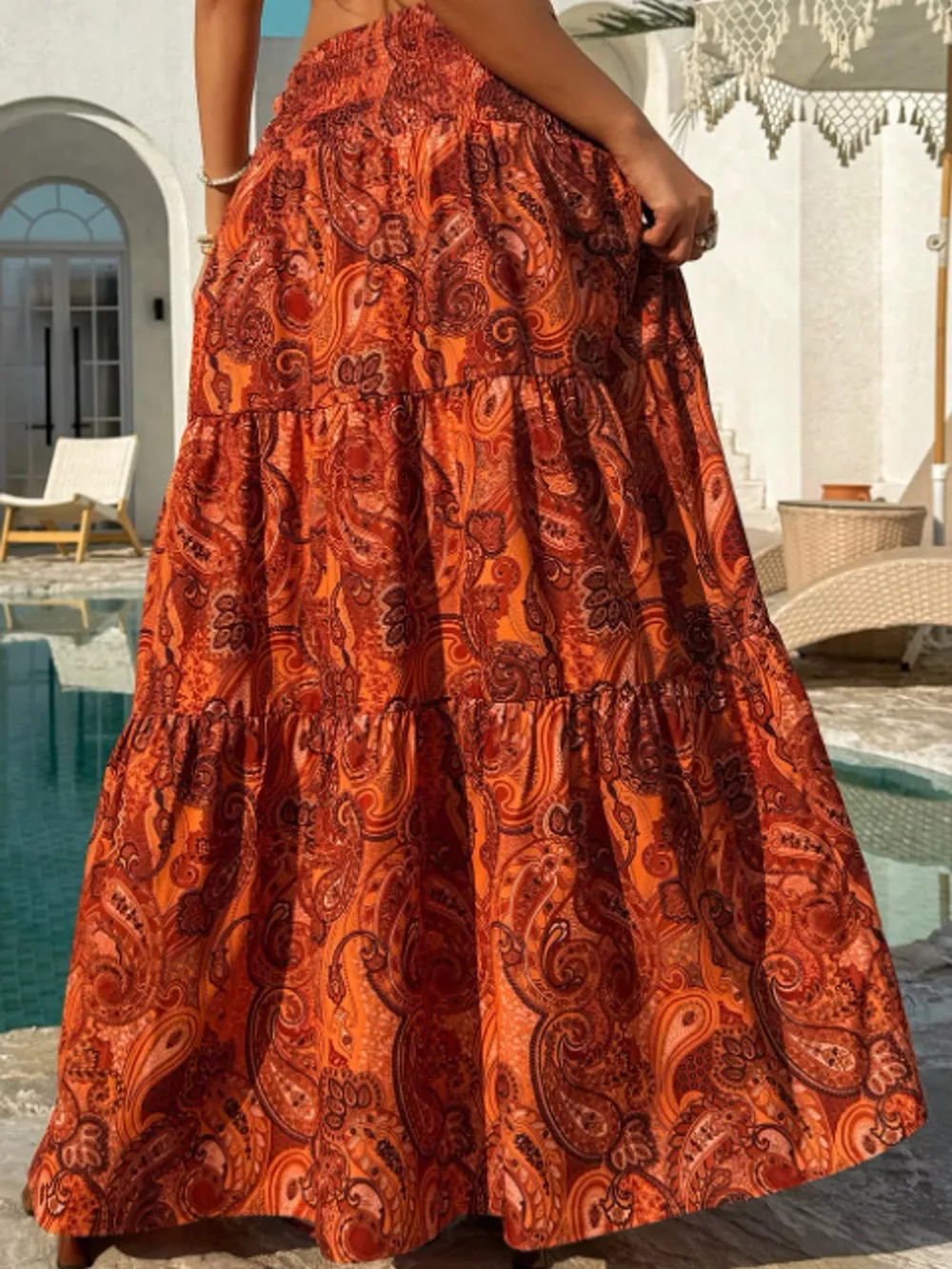 Paisley Print Tiered Maxi Skirt, image 16