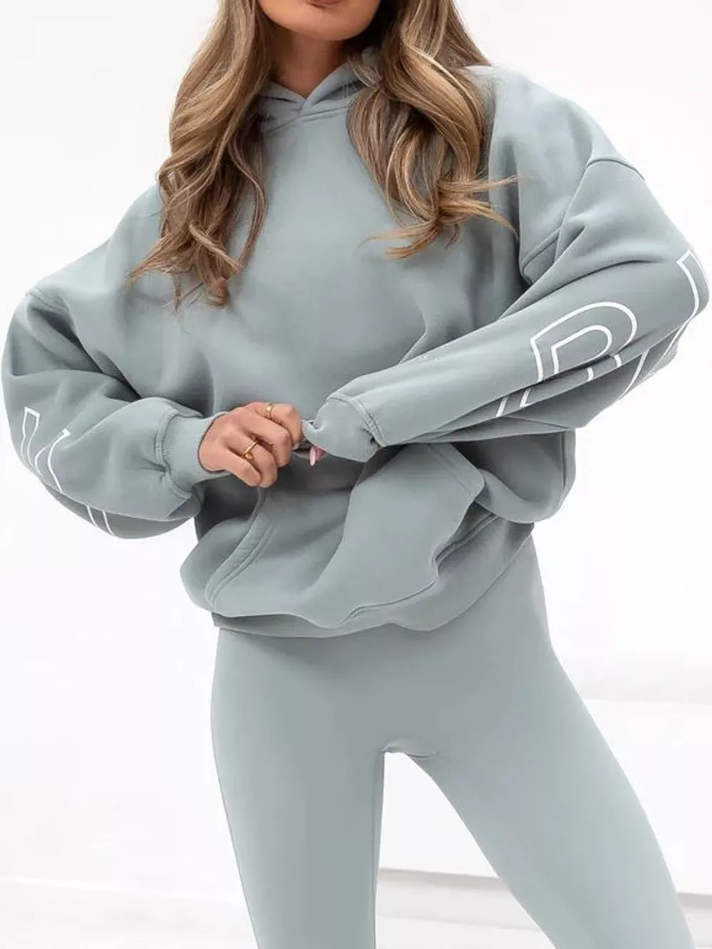 Letter Back Hoodie with Kangaroo Pocket, image 5