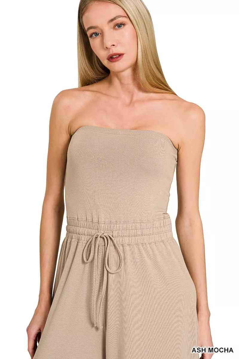 Tube Top Jumpsuit with Drawstring Waist, image 4