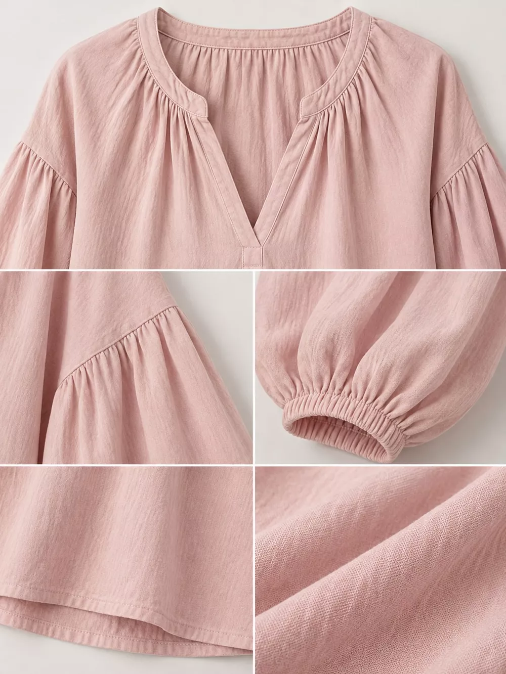 Full Size Notched Balloon Sleeve Blouse Plus Size, image 31