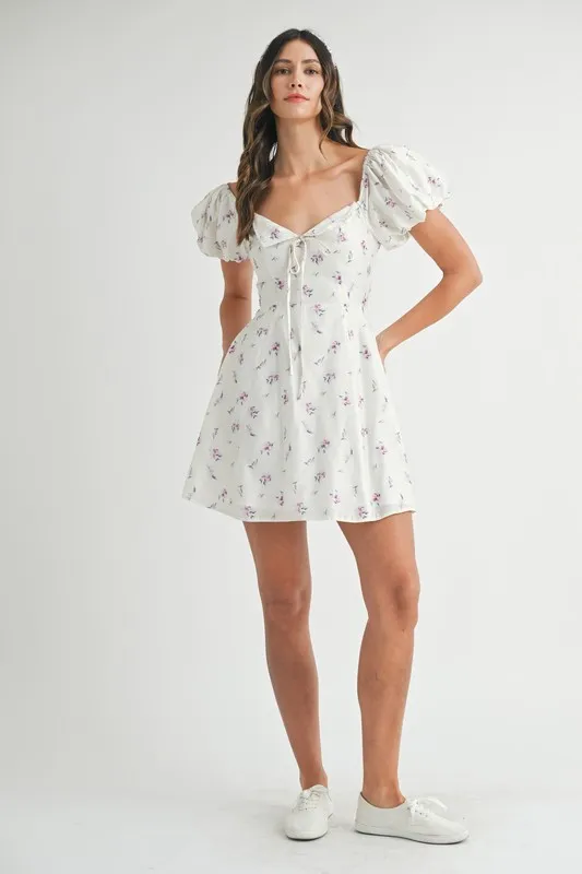 Floral Print Puff Sleeve Mini Dress, image 13