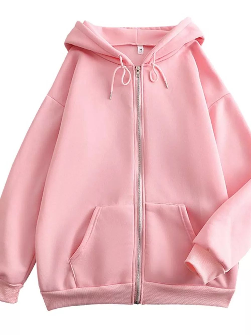 Full Size Oversized Solid Zip-Up Hoodie with Drawstring Plus Size, image 14