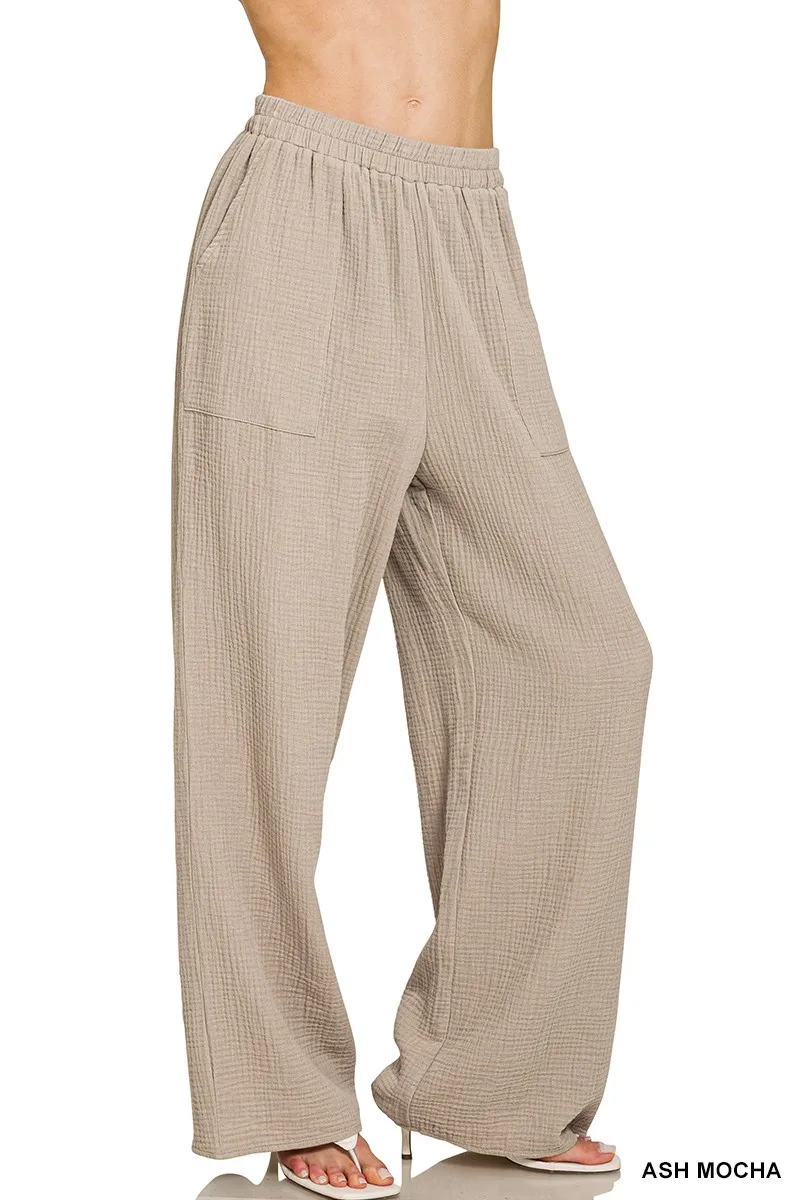 Double Gauze Elastic Band Pants