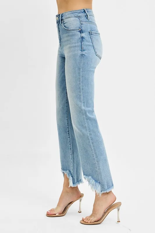 Full Size High Rise Crop Bootcut Fray Hem Jeans Plus Size, image 3