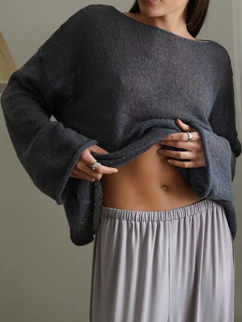 Lightweight Dropped Shoulder Knit Cover Up, image 19