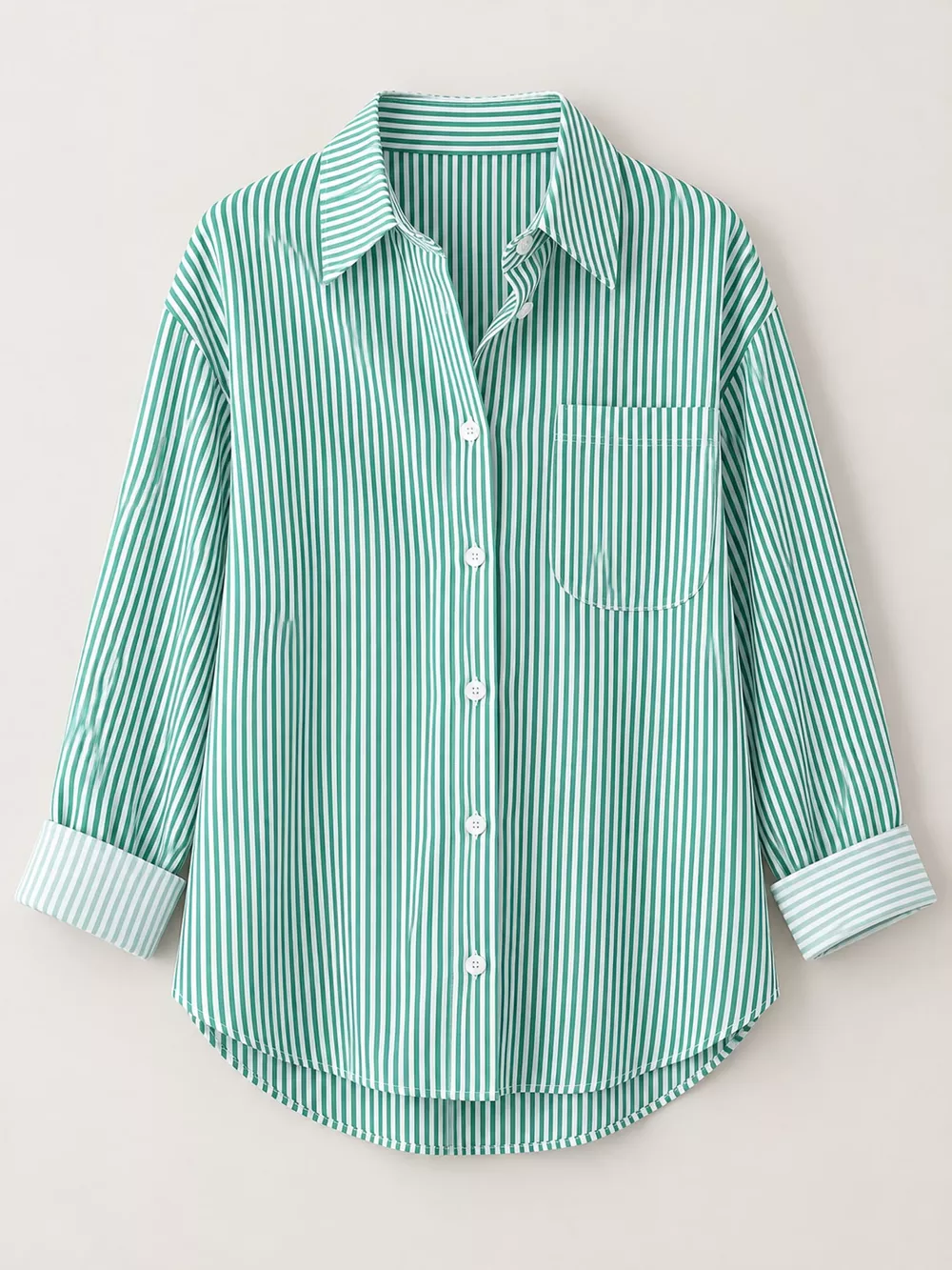 Full Size Striped Button-Down Long Sleeve Shirt Plus Size, image 30