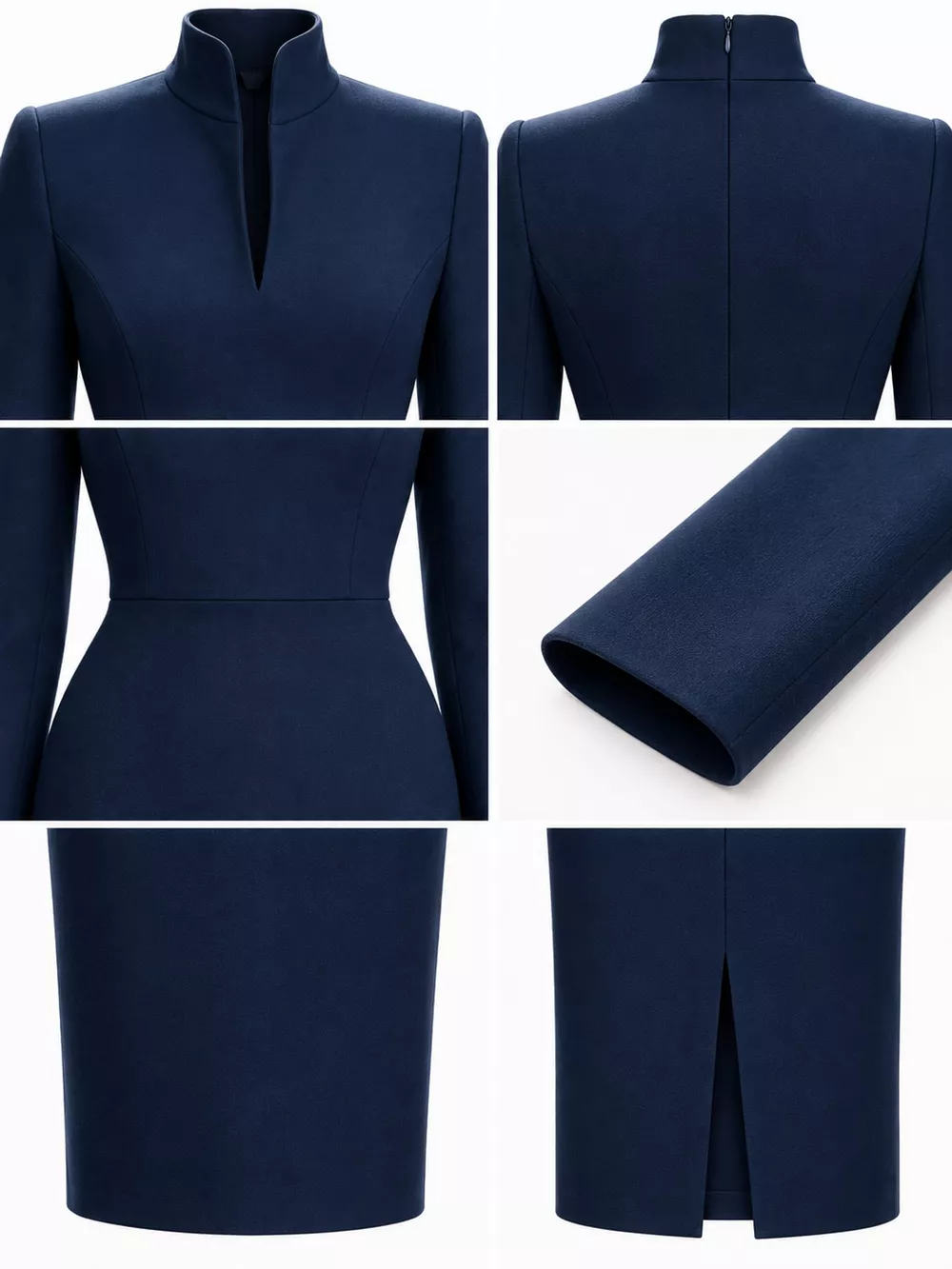 Full Size Stand-Collar Long-Sleeve Midi Dress Plus Size, image 26