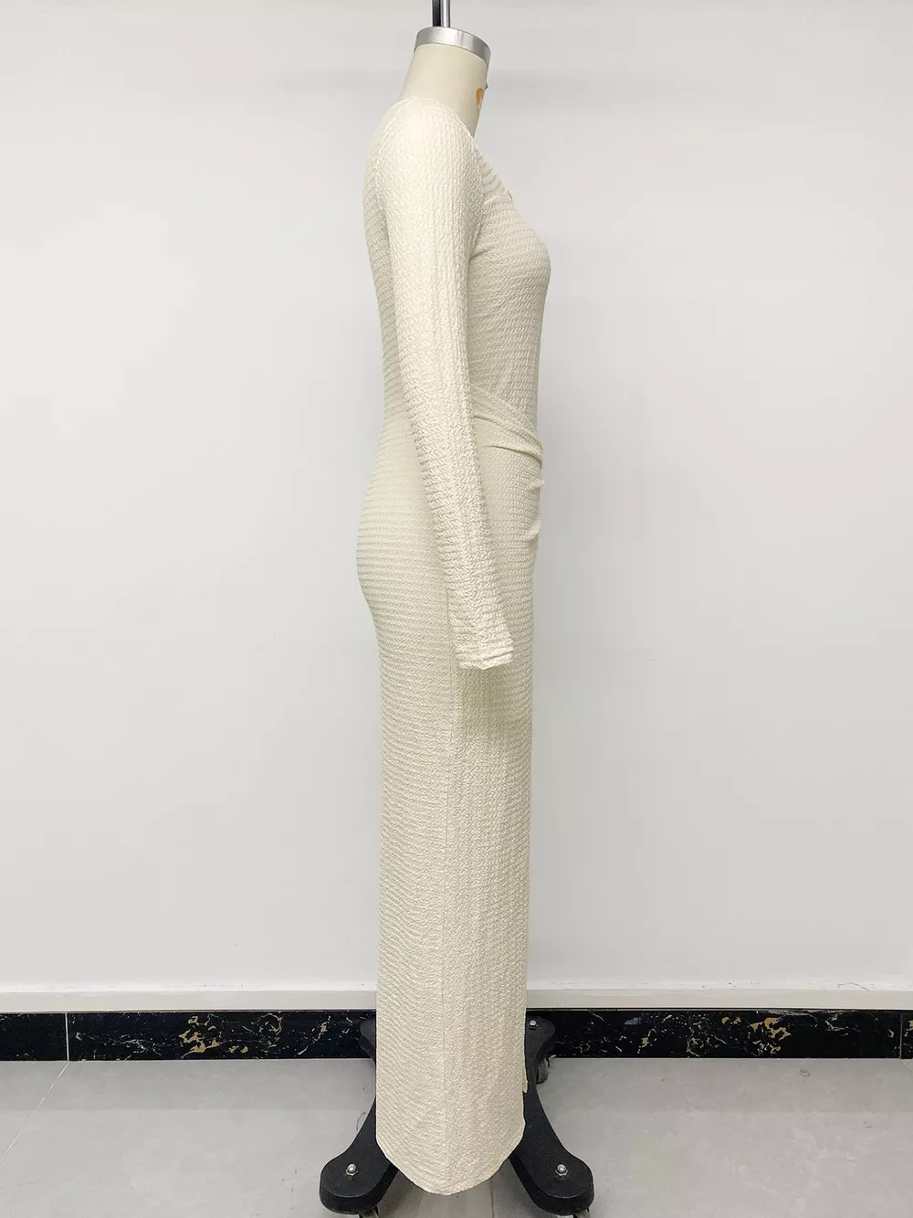 Elegant Long Sleeve Ruched Midi Dress, image 7