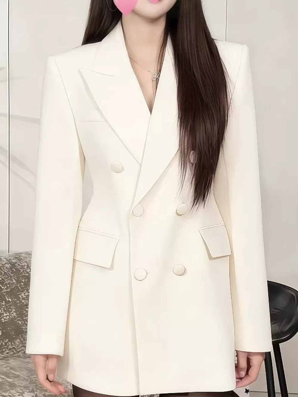 Full Size Double-Breasted Slim-Fit Blazer Plus Size