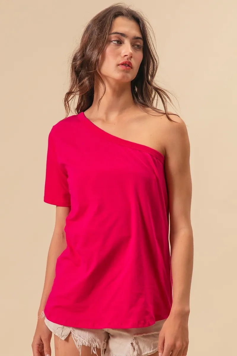 Cotton Span Knit One Shoulder Top, image 5