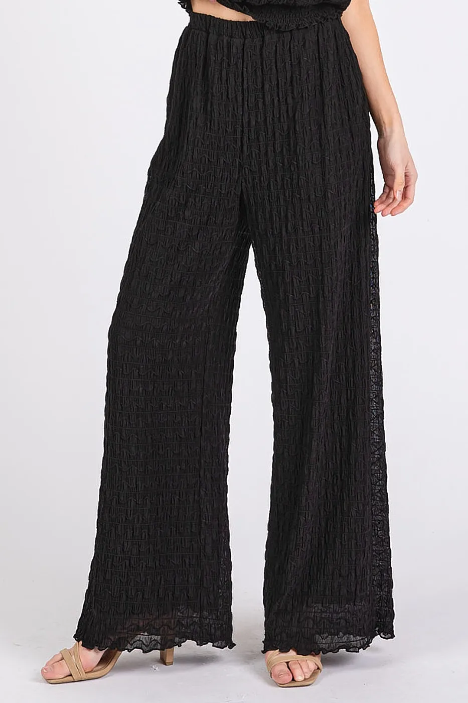 Textured Stretchy Crop Tank and Pants Set, image 5
