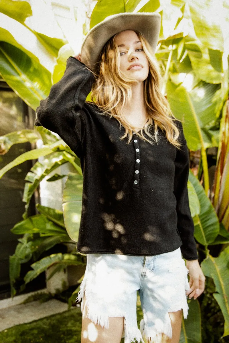 V Neck Sweater Top With Button Details, image 5