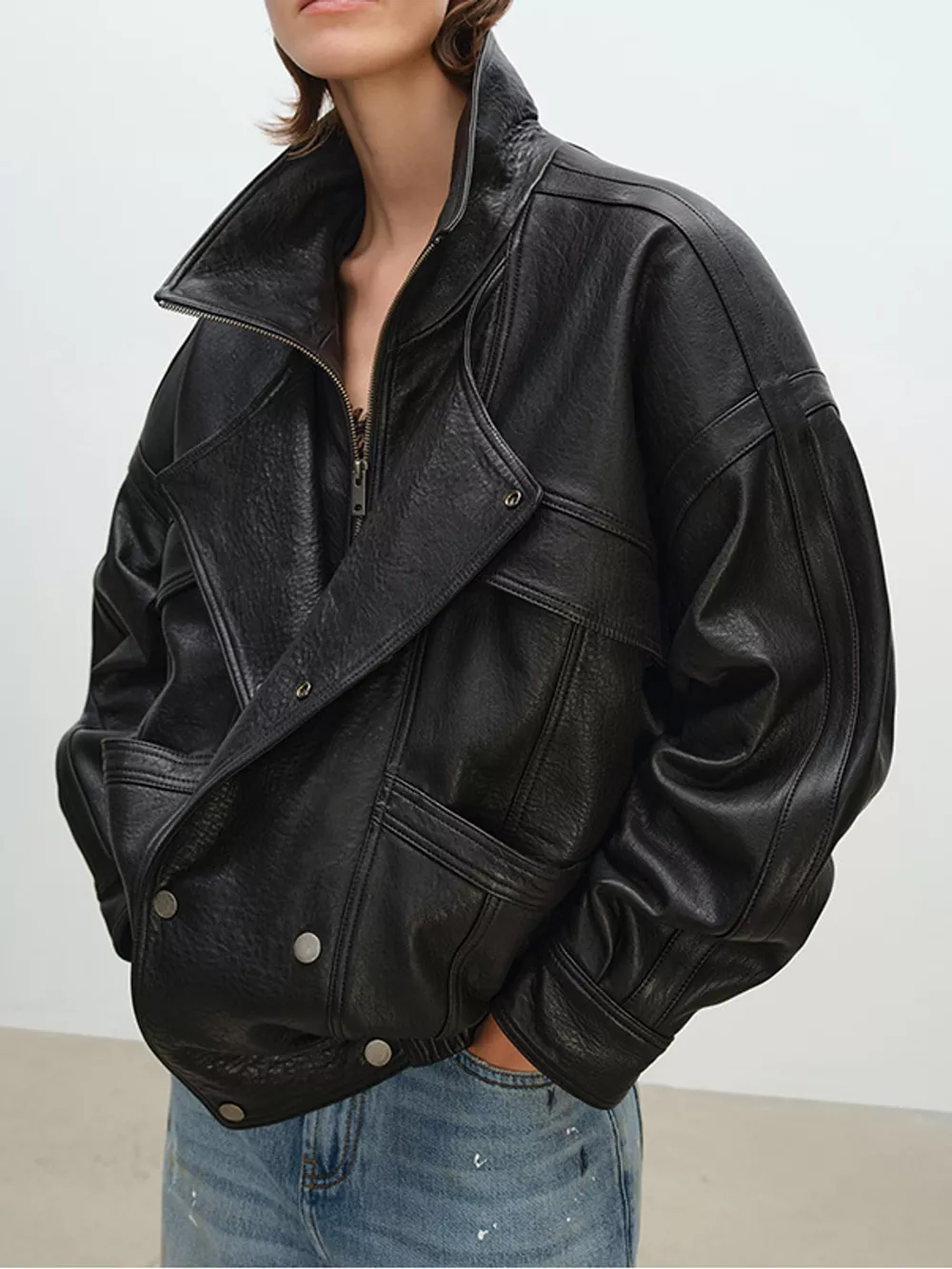 Snap Down Leather Jacket, image 11