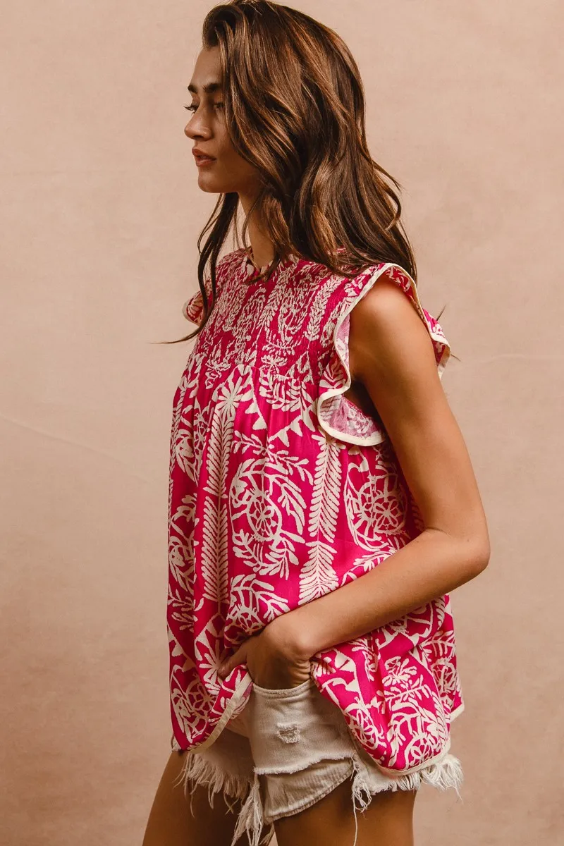 Printed Ruffle Sleeve Top, image 7