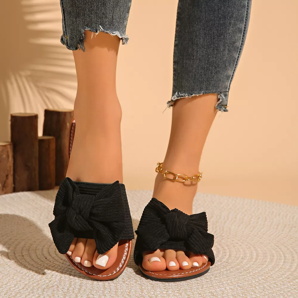 Bow Knot Decor Flat Sandals, image 2