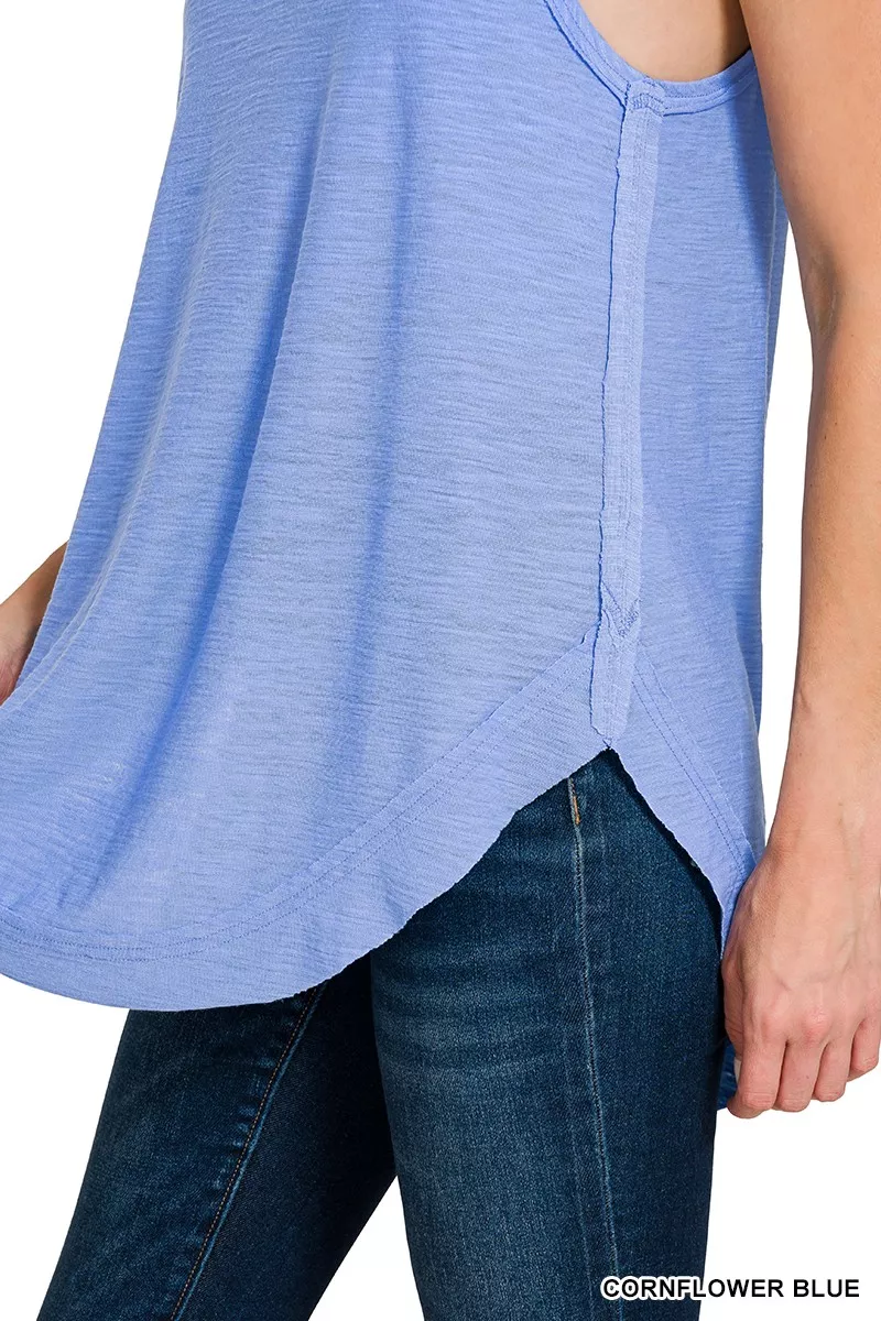 Curved Hem Slub Tunic Tank, image 2