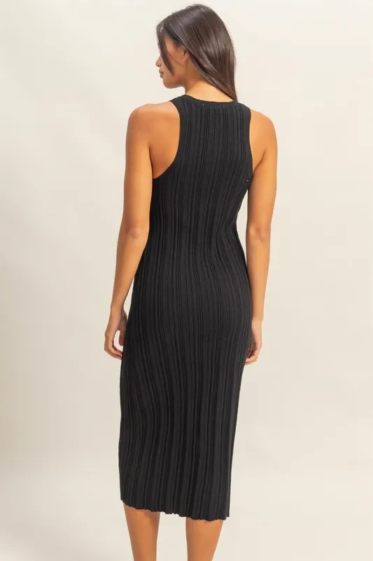 Round Neck Bodycon Ribbed Knit Dress, image 4